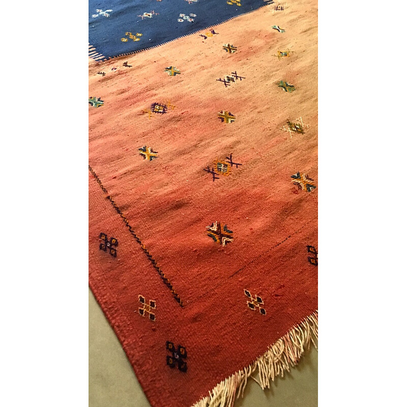 Hand-woven Berber vintage kilim carpet - 1980s