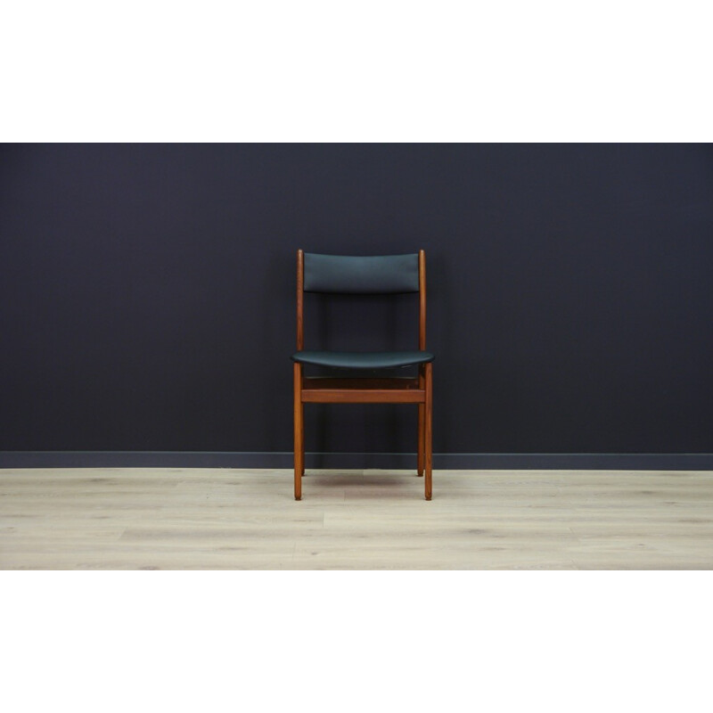 Pair of vintage scandinavian teak and leather chairs - 1960s