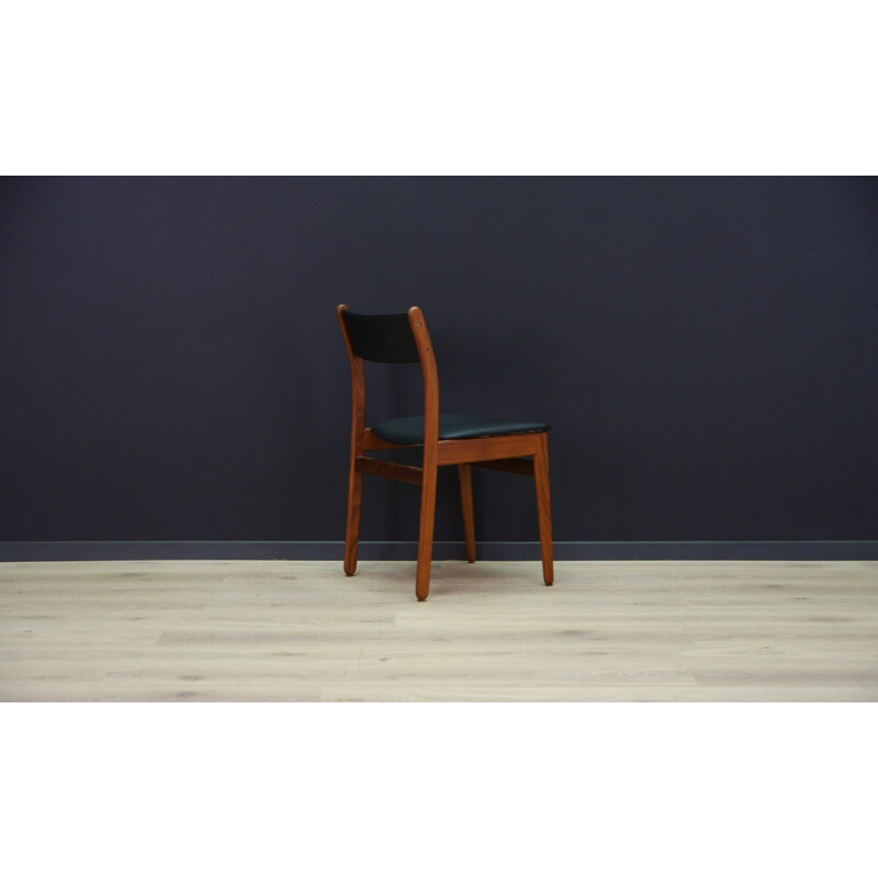 Pair of vintage scandinavian teak and leather chairs - 1960s