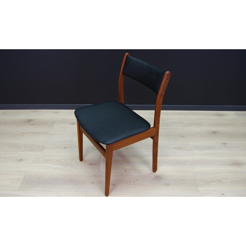 Pair of vintage scandinavian teak and leather chairs - 1960s