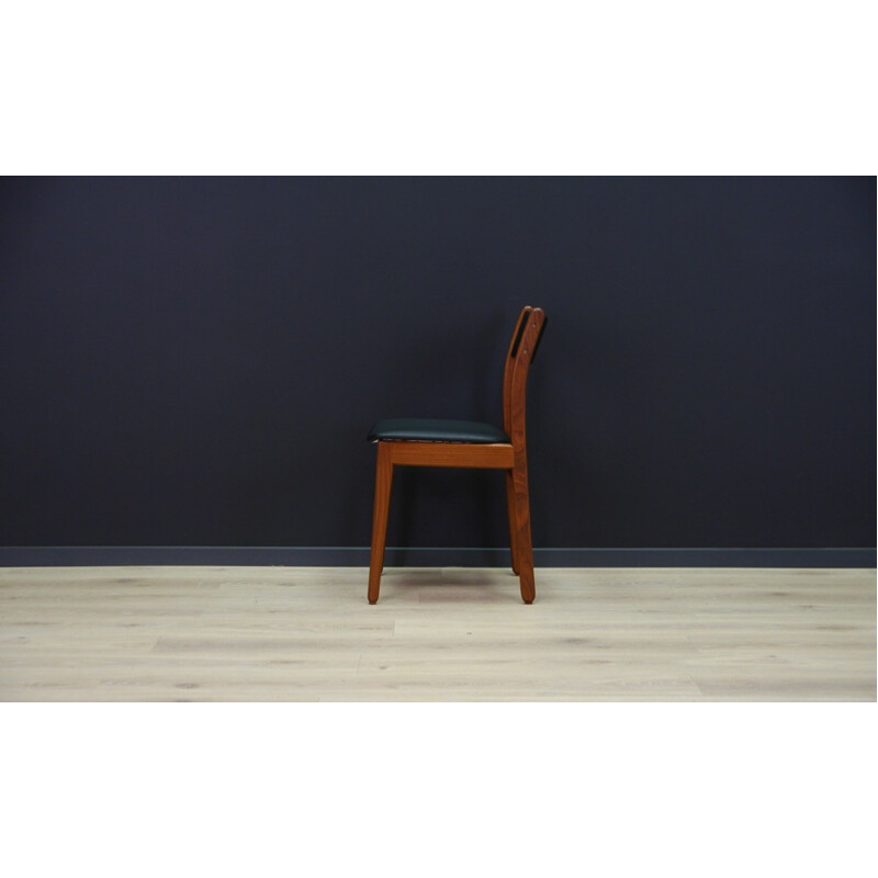 Paire de chaises vintages scandinaves en teck et cuir - 1960
