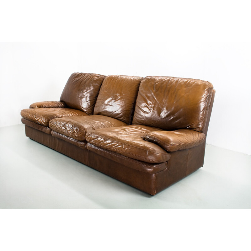 Vintage leather 3 seater sofa - 1960s