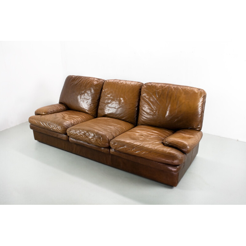 Vintage leather 3 seater sofa - 1960s