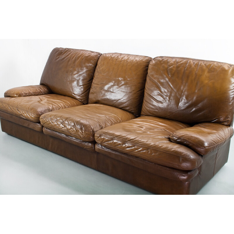 Vintage leather 3 seater sofa - 1960s