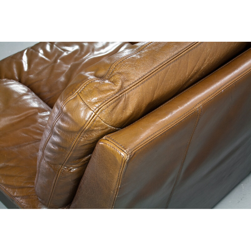 Vintage leather 3 seater sofa - 1960s