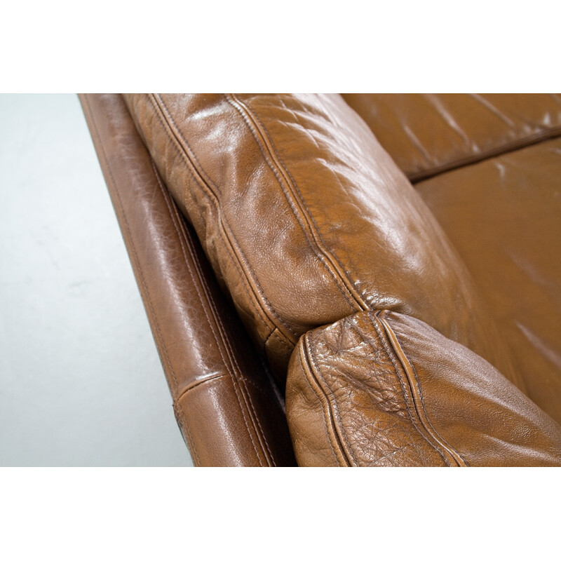 Vintage leather 3 seater sofa - 1960s