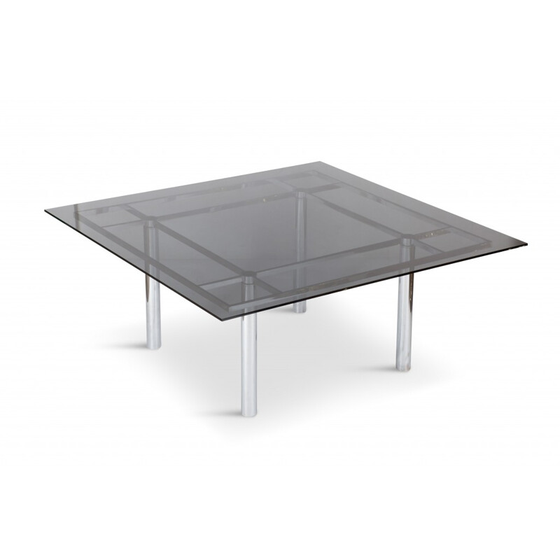 Vintage Large Square Chrome Dining Table Model André by Tobia Scarpa for Knoll International - 1970s
