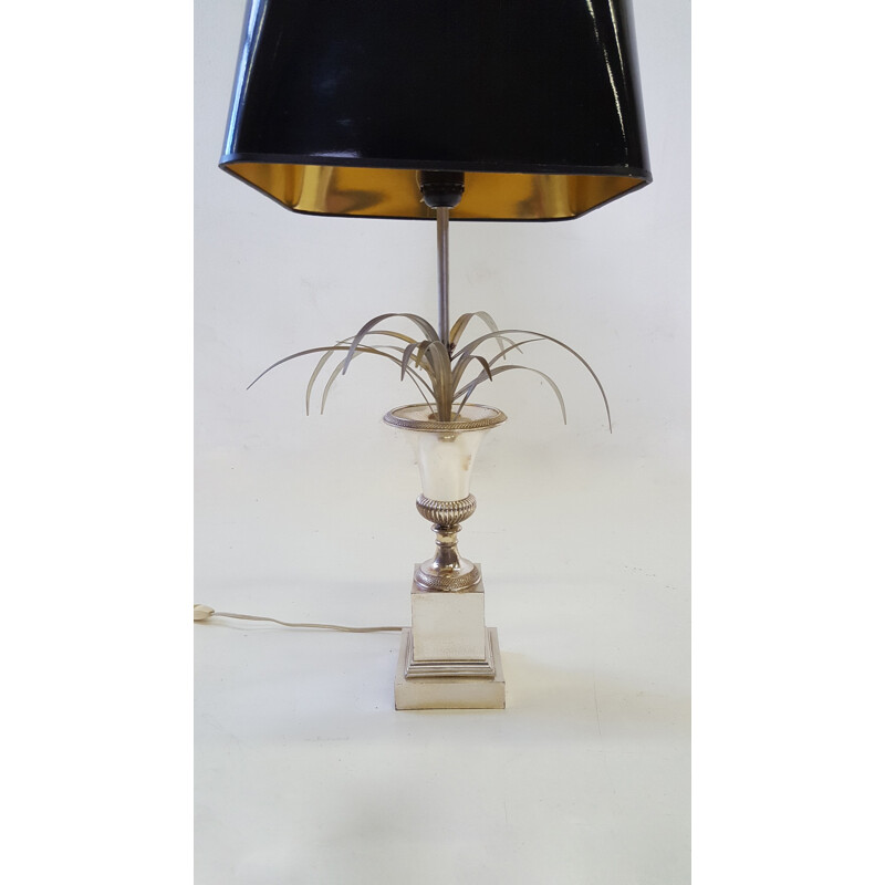 Vintage lamp made of bronze and polished steel by Maison Charles - 1970s