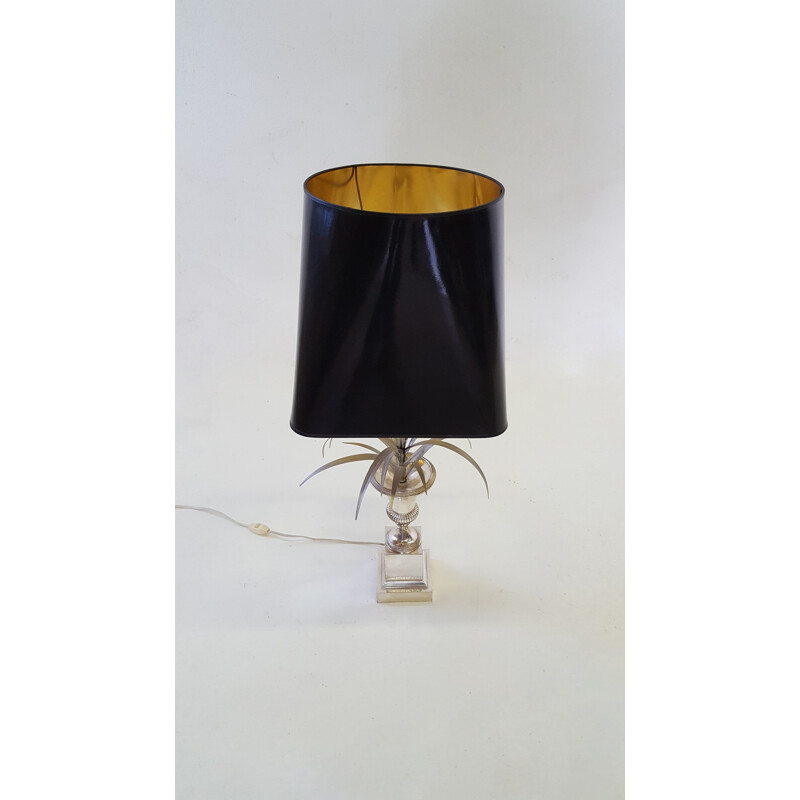 Vintage lamp made of bronze and polished steel by Maison Charles - 1970s