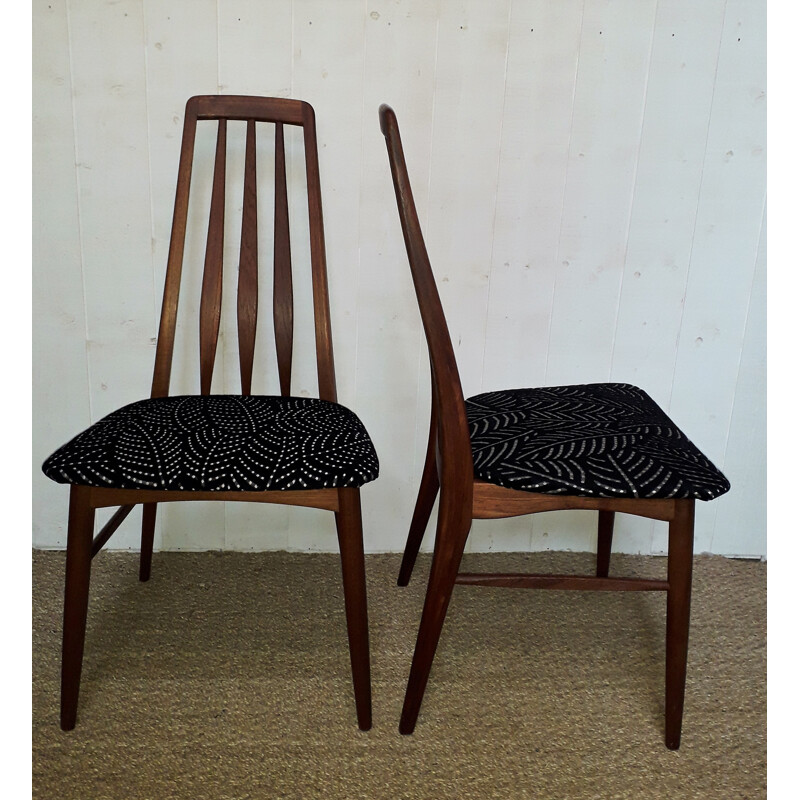 Vintage set of 5 "Eva" scandinavian chairs and one armchair by Niels Koefoed for Koefoed Hornslet - 1960s