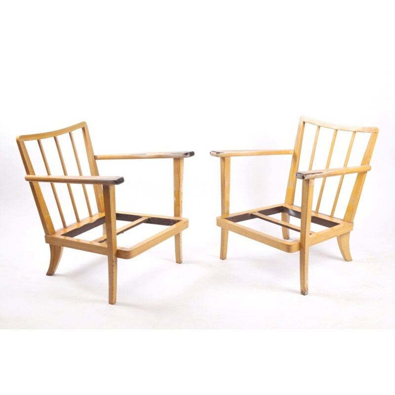 Vintage pair of armchairs by Thonet - 1940s