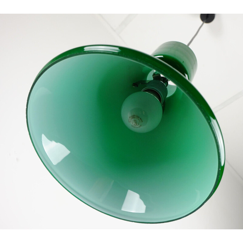Vintage green glass pendant lamp by Glashütte Limburg - 1970s