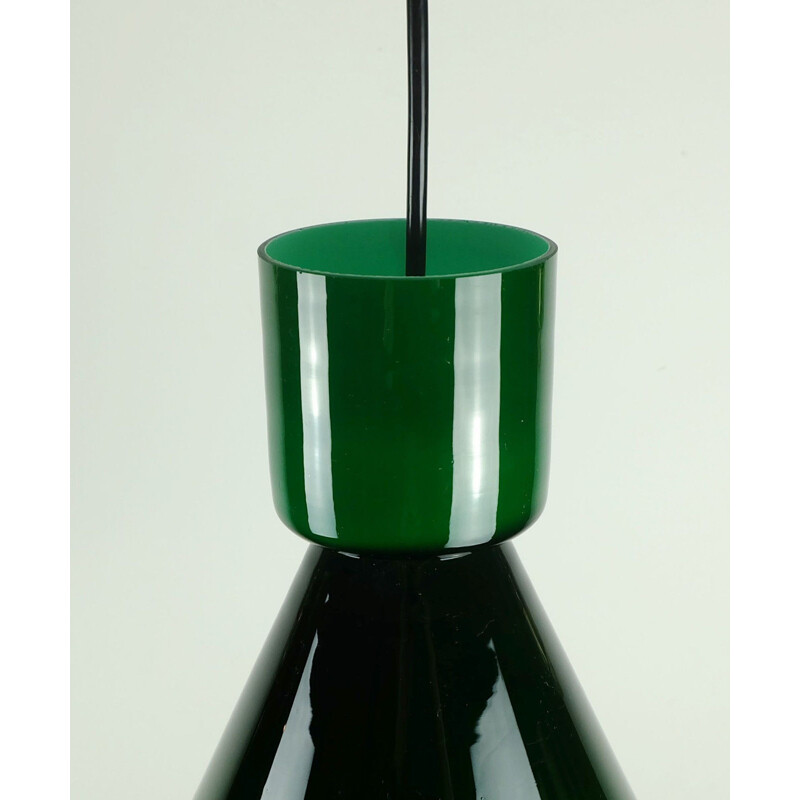 Vintage green glass pendant lamp by Glashütte Limburg - 1970s