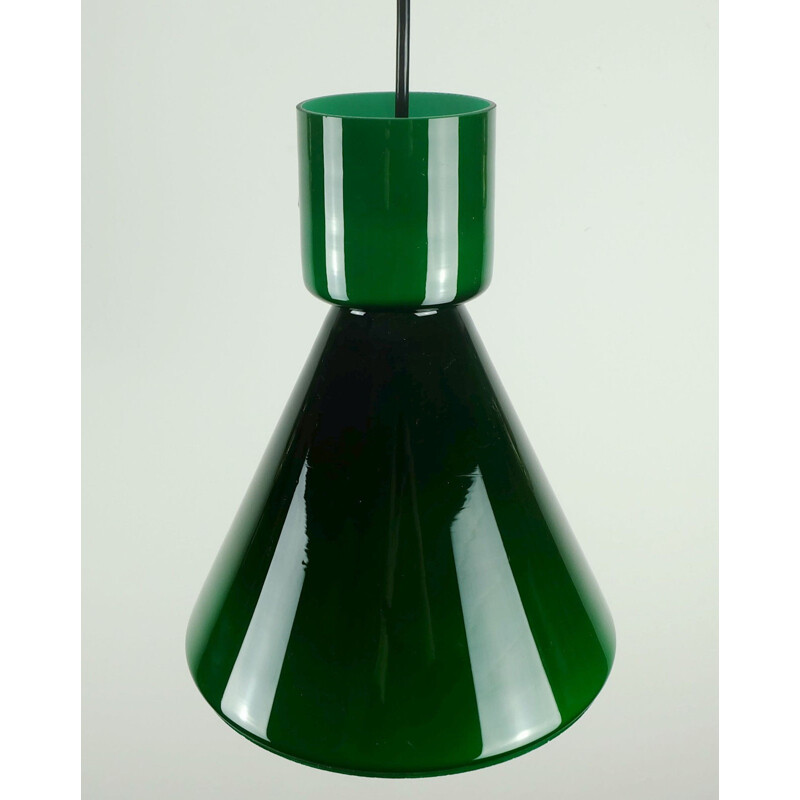 Vintage green glass pendant lamp by Glashütte Limburg - 1970s