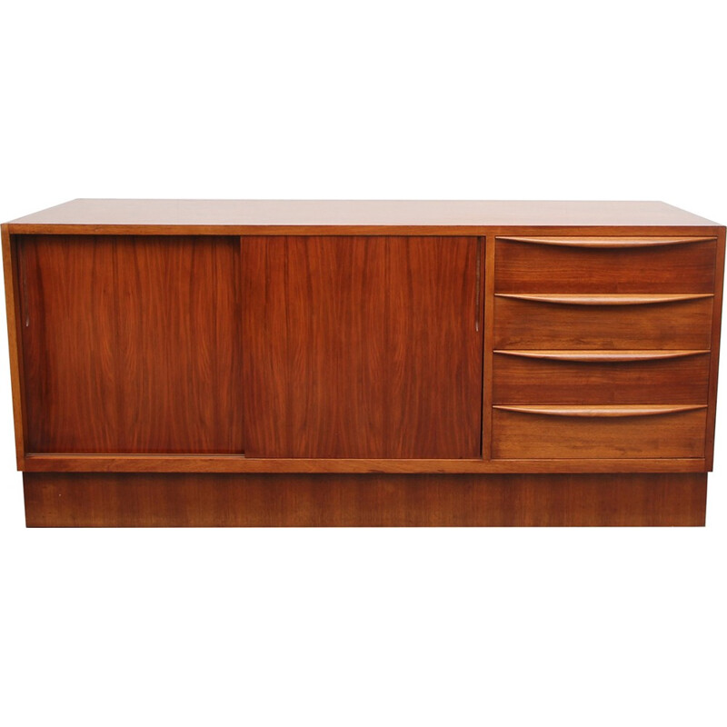 Vintage sideboard with sliding doors in walnut by Franz Ehrlich for Vereinigte Werkstätten - 1950