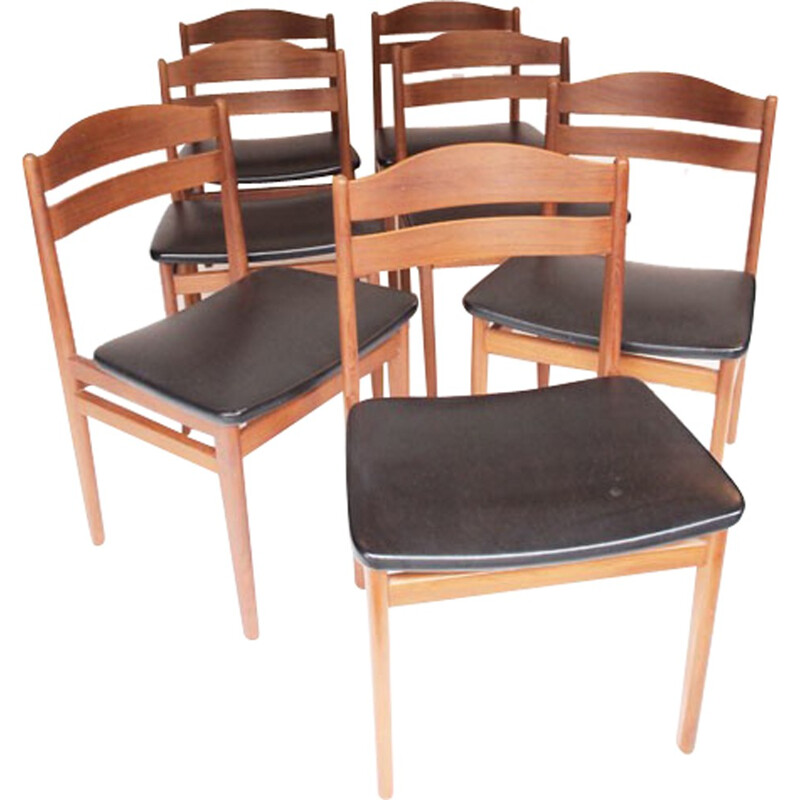 Lot de 6 chaises vintages scandinaves - 1950