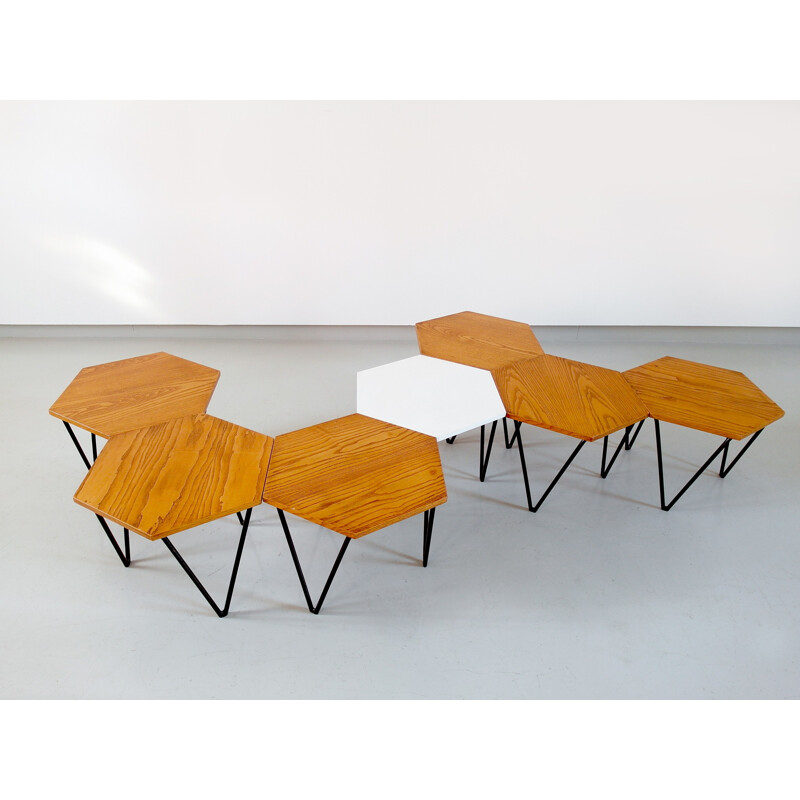 Suite de 7 tables basses modulaires vintage par Gio Ponti pour I.S.A - 1950