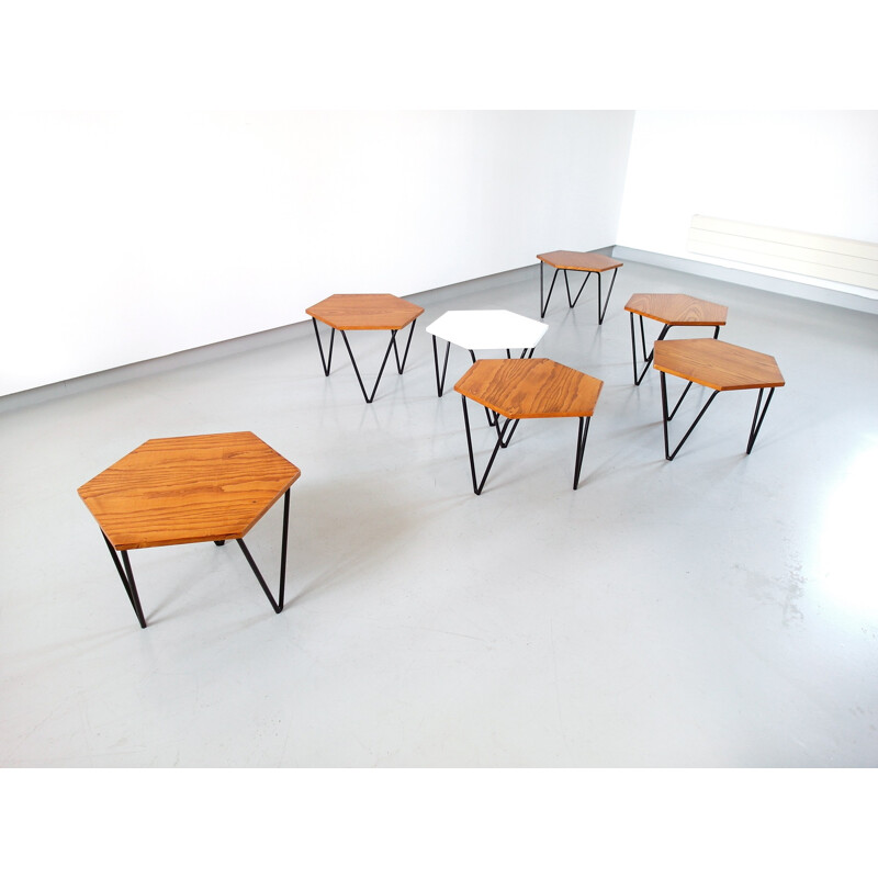 Vintage set of 7 Modular Coffee Tables by Gio Ponti for I.S.A. - 1950s