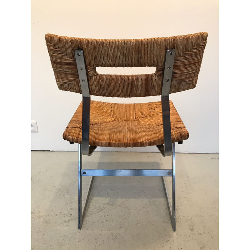 Suite de 4 chaises vintage en métal chromé - 1970