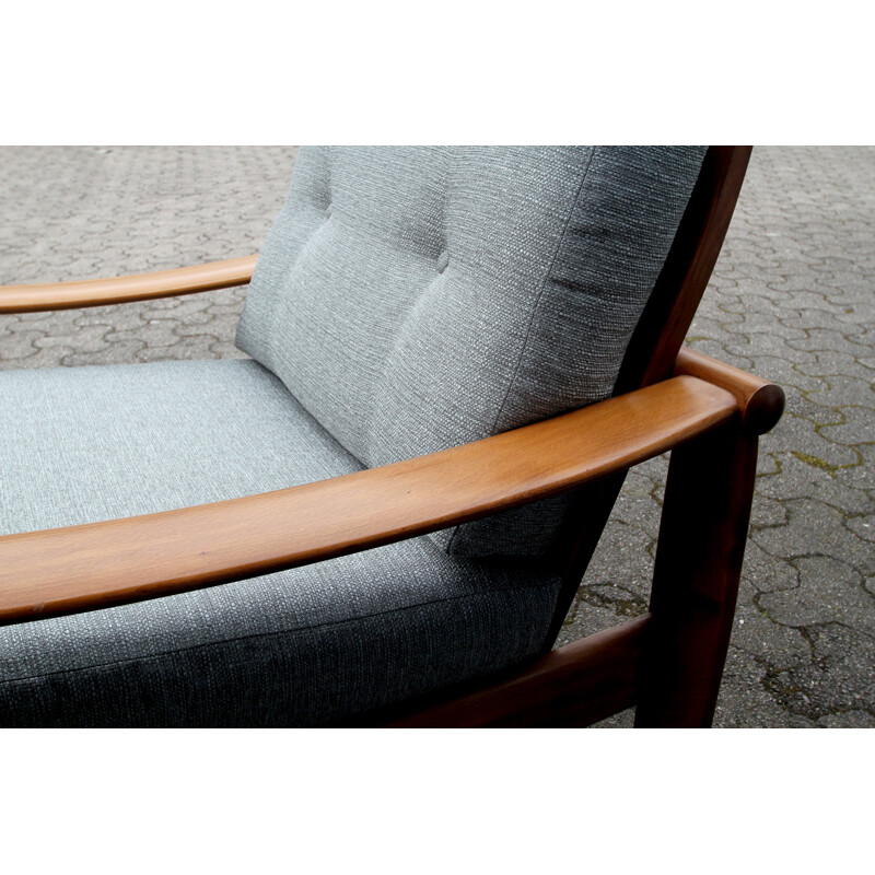 Mid-century grey armchair with new fabric - 1960s