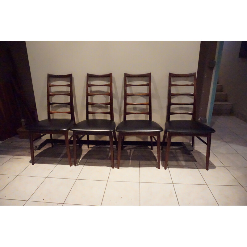 4 Mid-century Danish Rosewood Chairs Liz by Niels Koefoed - 1960s