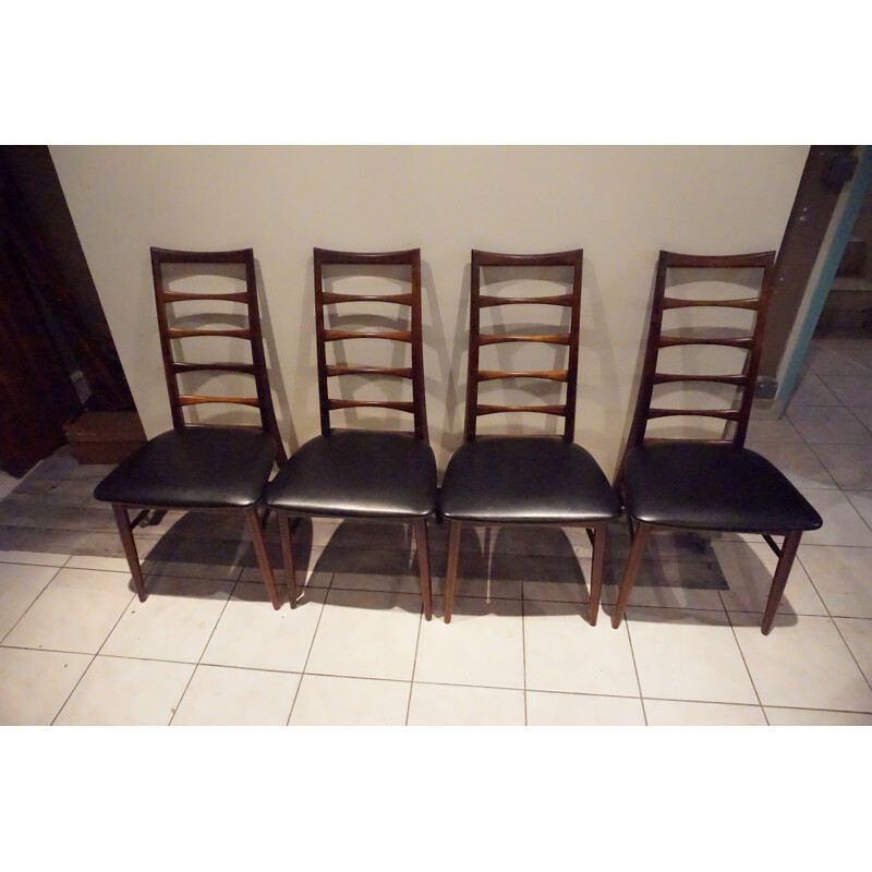 4 chaises Danoises vintage en Palissandre Liz de Niels Koefoed - 1960