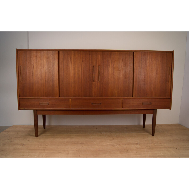 Mid-century Danish Teak Veneer Highboard - 1960s