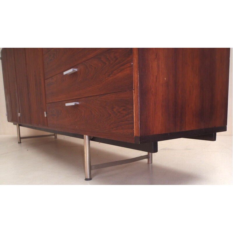 Vintage rosewood and metal sideboard by Cees Braakman for Ums Pastoe, 1960