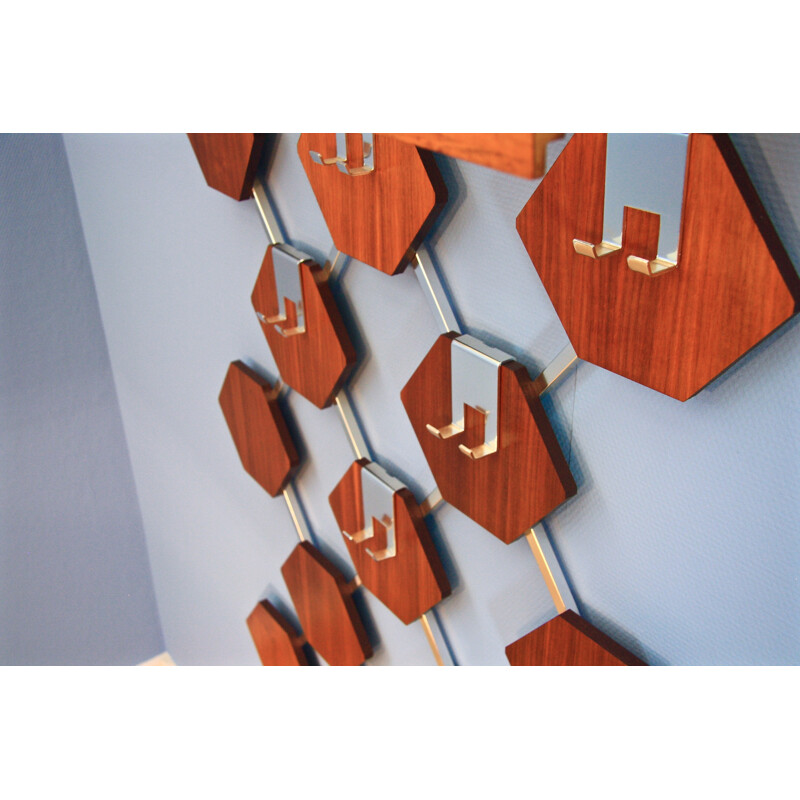 Mid-century Danish coat rack in teak and chrome - 1970s