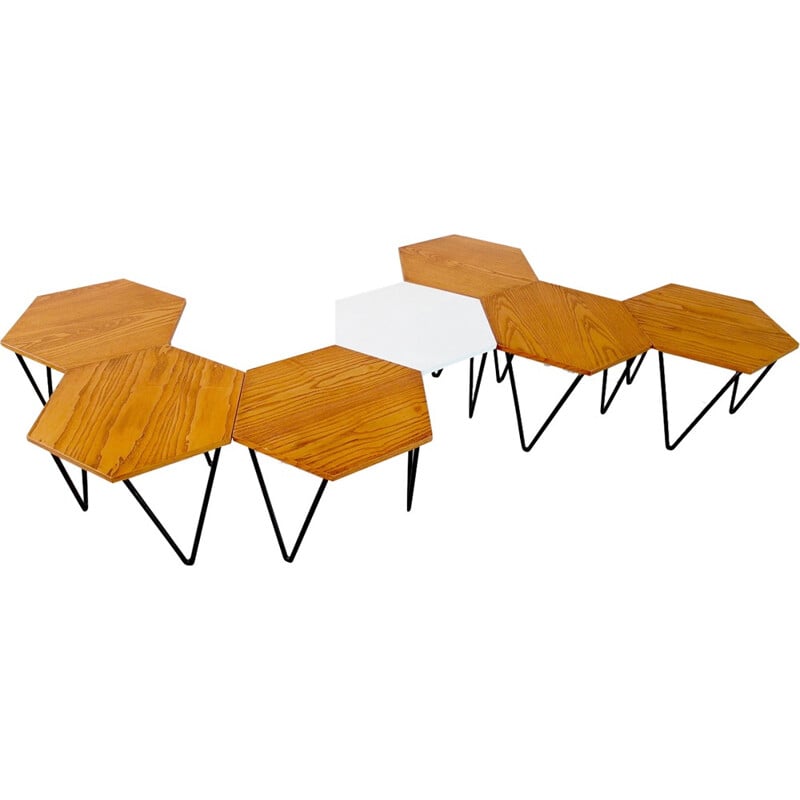 Vintage set of 7 Modular Coffee Tables by Gio Ponti for I.S.A. - 1950s