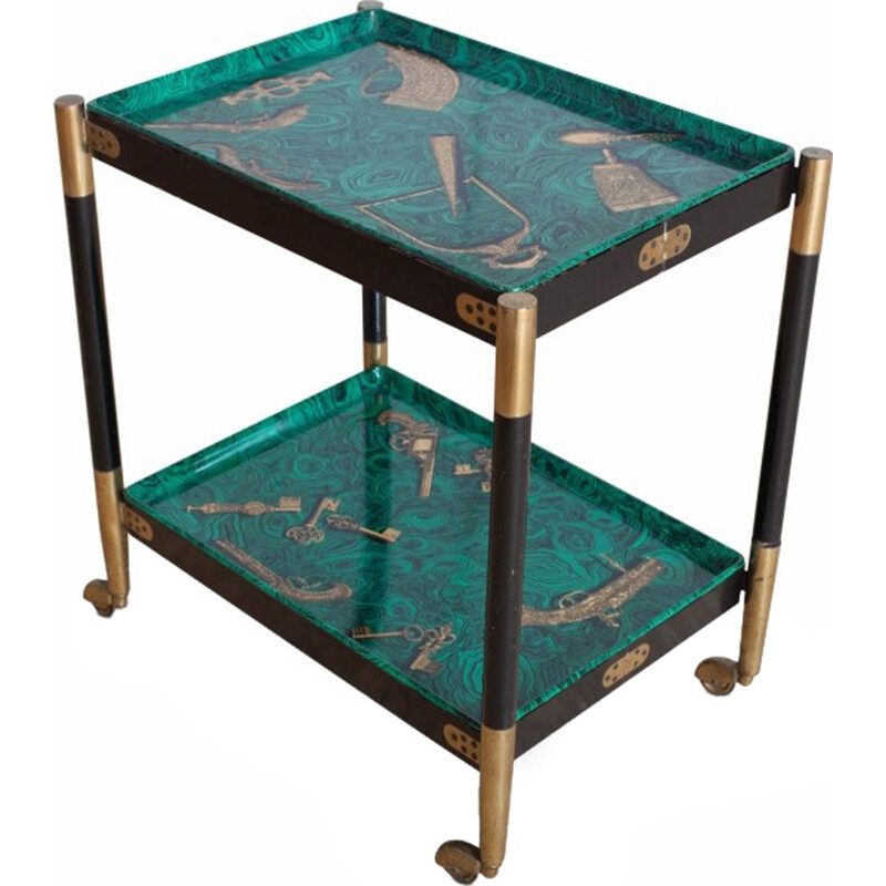 Vintage serving Trolley "Malachite" by Piero Fornasetti - 1960s