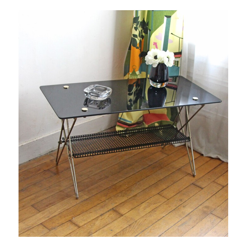 Mid-century Coffee table in glass and brass - 1950s