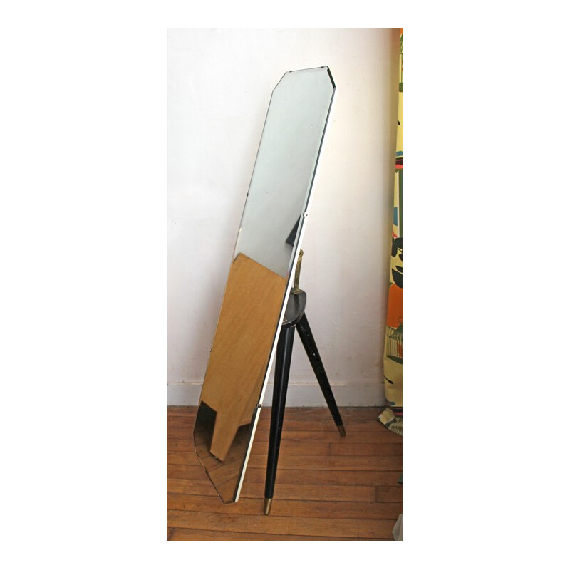 Mid-century Tripod mirror in lacquered wood - 1950s