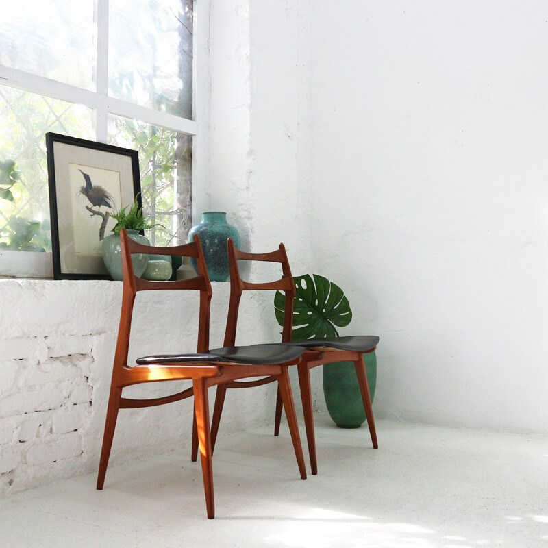 Set of 2 "Boomerang" dining Chairs in teak by Habeo - 1960s