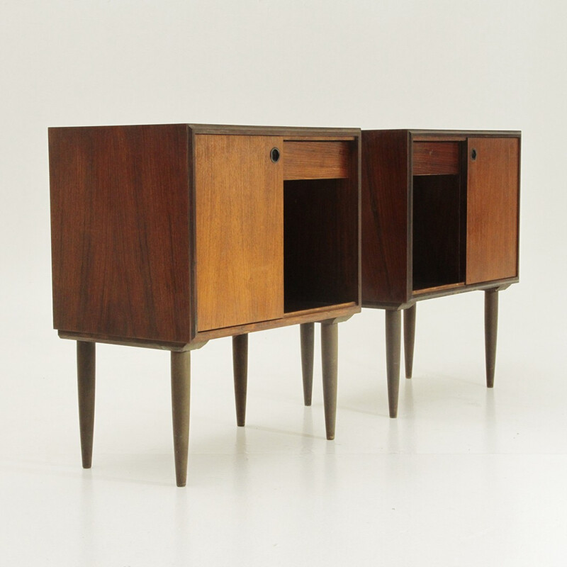 Mid-century Italian teak nightstand with drawer - 1950s