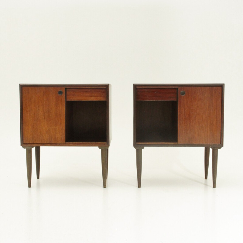 Mid-century Italian teak nightstand with drawer - 1950s