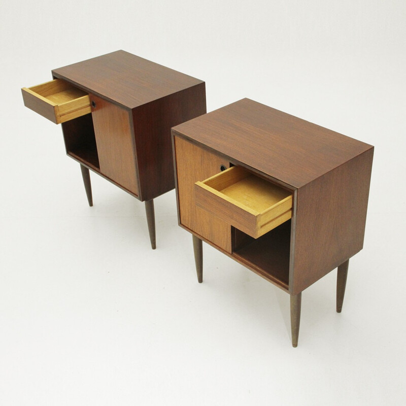 Mid-century Italian teak nightstand with drawer - 1950s