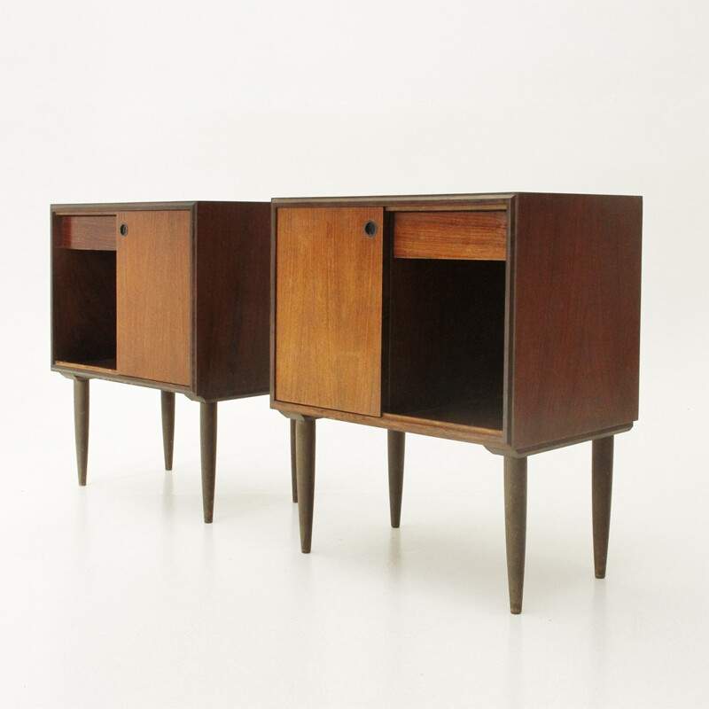 Mid-century Italian teak nightstand with drawer - 1950s