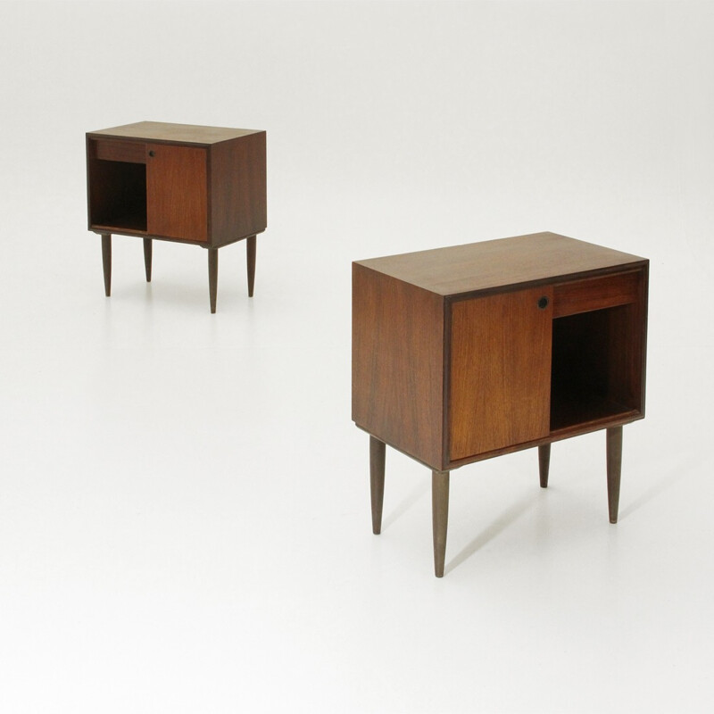 Mid-century Italian teak nightstand with drawer - 1950s