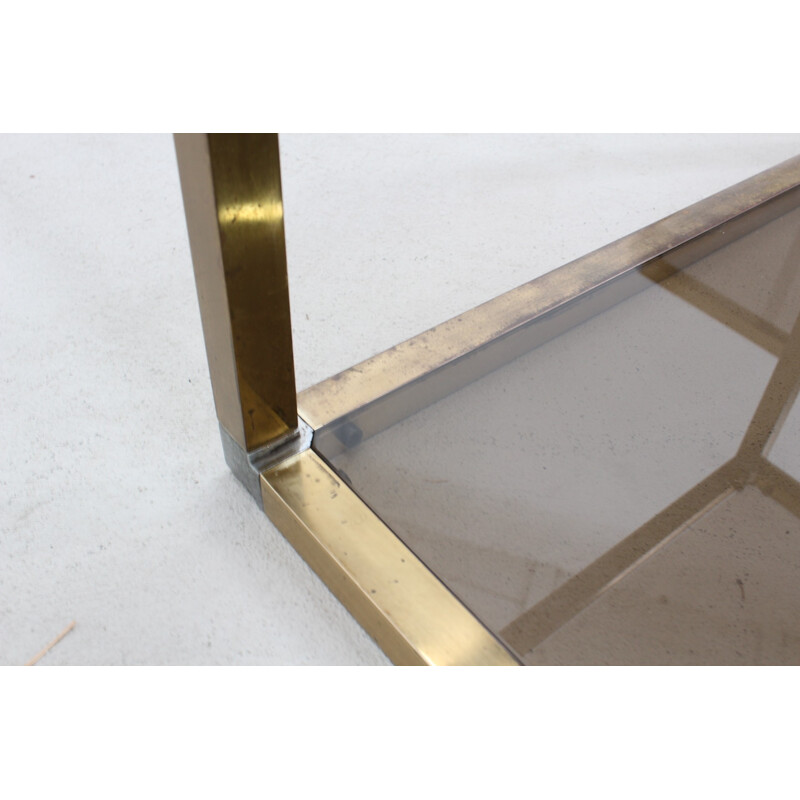 Vintage Pair of Brass and Glass Coffee Tables by Romeo Rega - 1970s