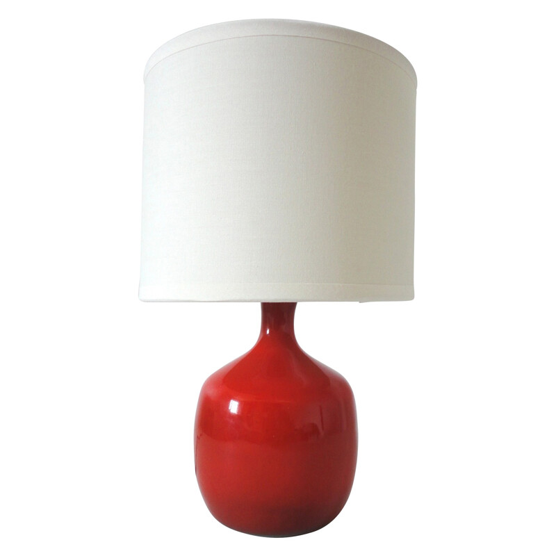 Red ceramic table lamp, Jacques and Dani RUELLAND - 1950s