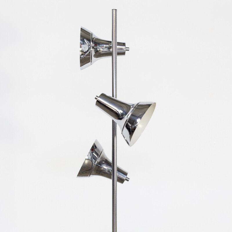 Mid-century chromed floor lamp with three spots - 1990s