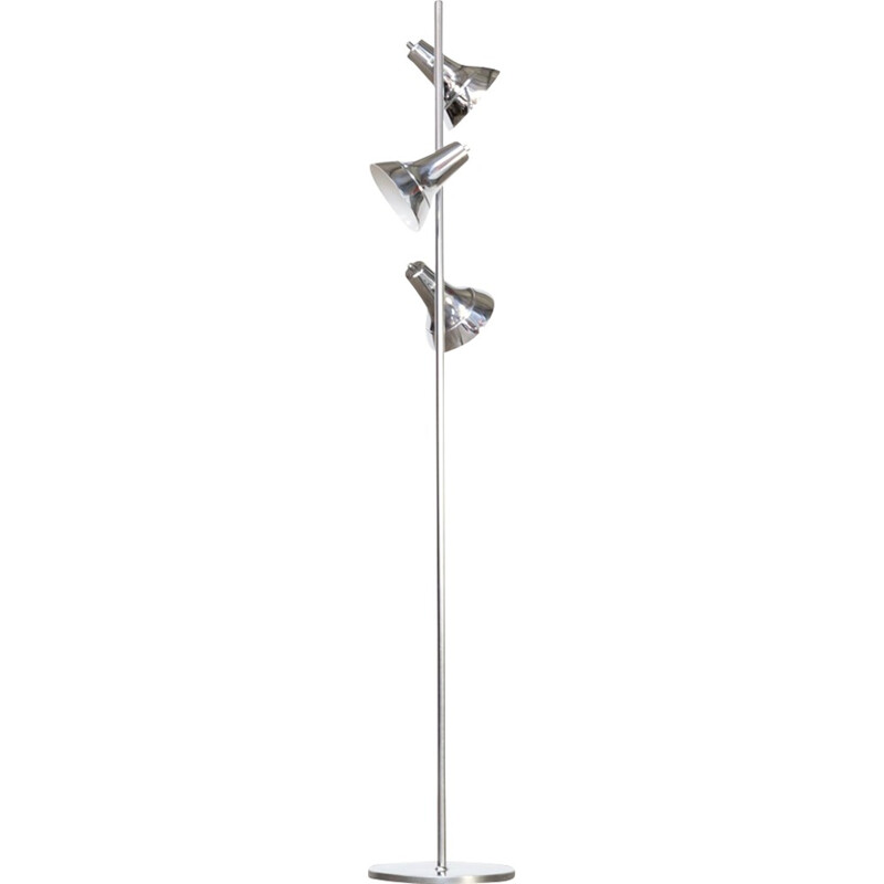 Mid-century chromed floor lamp with three spots - 1990s