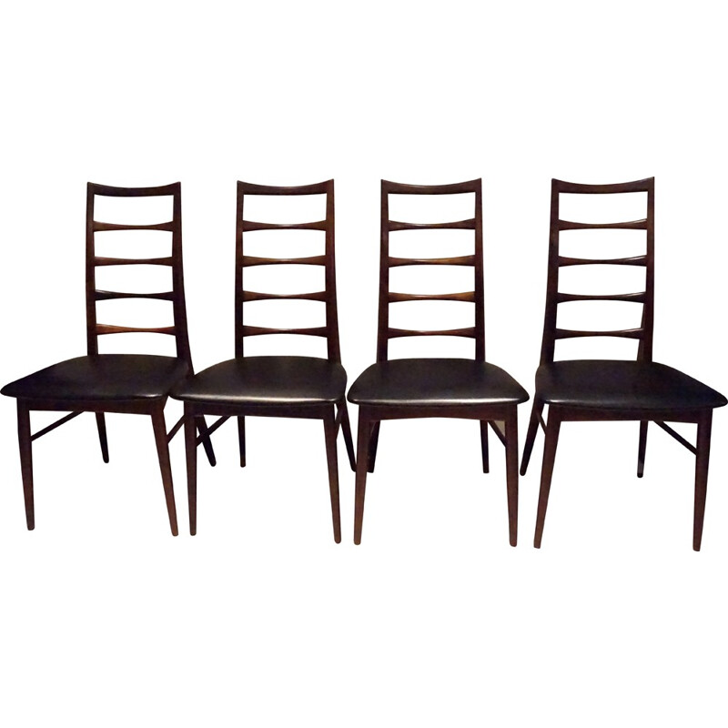 4 chaises Danoises vintage en Palissandre Liz de Niels Koefoed - 1960