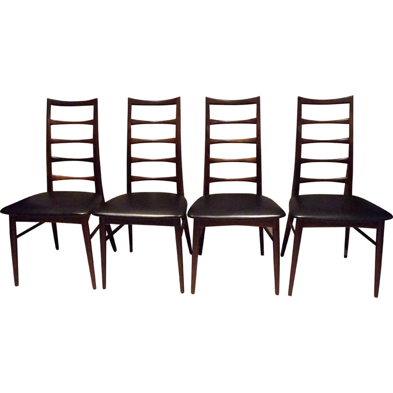 4 Mid-century Danish Rosewood Chairs Liz by Niels Koefoed - 1960s