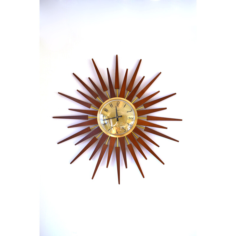 Mid Century starburst sunburst wall clock by Anstey & Wilson - 1960s