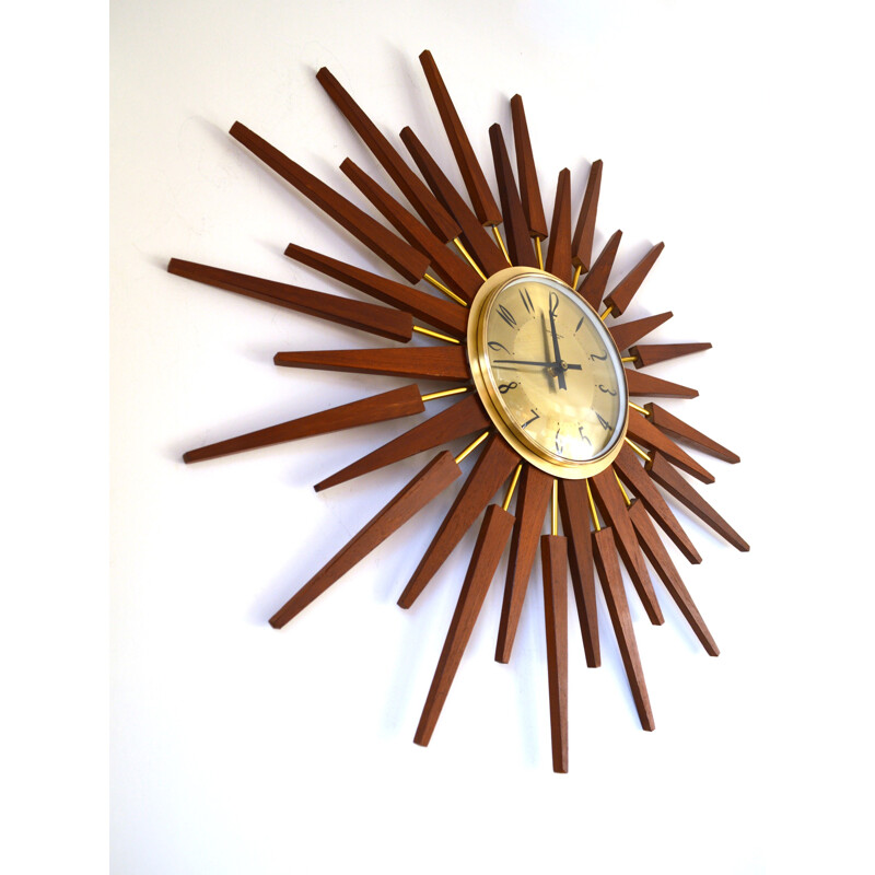 Mid Century starburst sunburst wall clock by Anstey & Wilson - 1960s