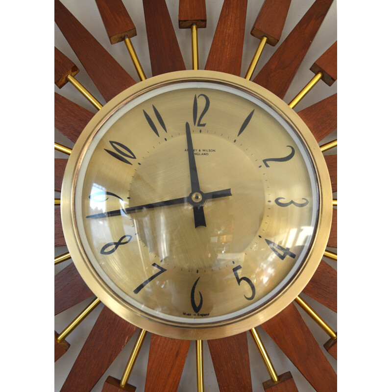 Mid Century starburst sunburst wall clock by Anstey & Wilson - 1960s