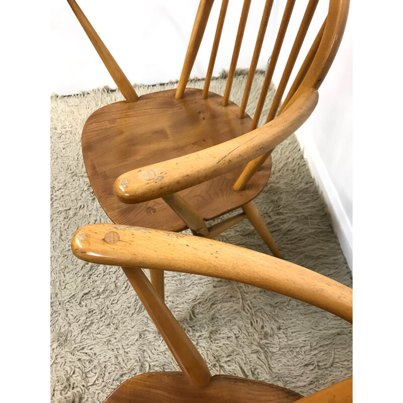 Suite de deux fauteuils vintage Windsor 370A d'Ercol - 1960