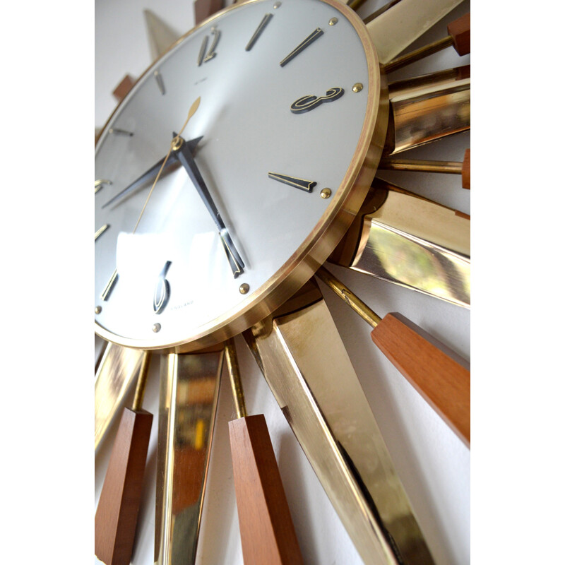 Mid-century starburst sunburst wall clock - 1970s